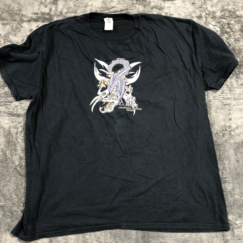 T-Shirt Mens‎ 2XL Black Fair Longboard Legends Hawaii Dragon Graphic Tee